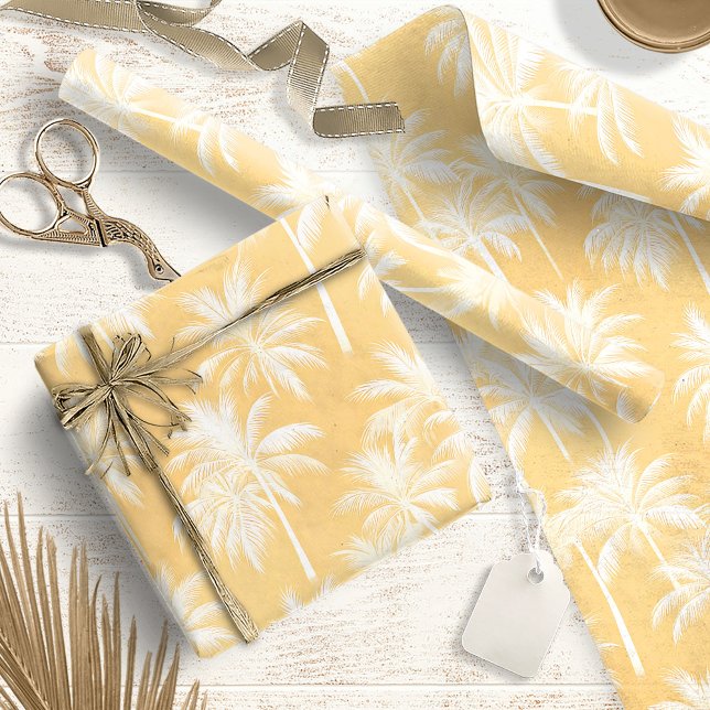Hawaiian Handflatan Träd Silhouette Mönster Guld I Presentpapper (Skapare uppladdad)