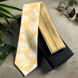 Hawaiian Handflatan Träd Silhouette Mönster Guld I Slips