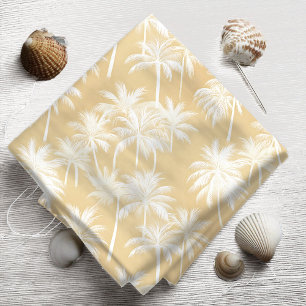 Hawaiian Handflatan Träd Silhouette Mönster Guld I Tyg