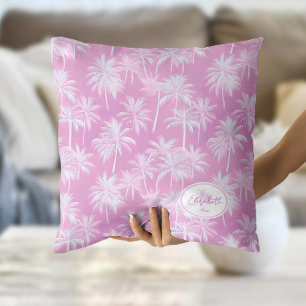 Hawaiian Handflatan Träd Silhouette Mönster Plum I Kudde