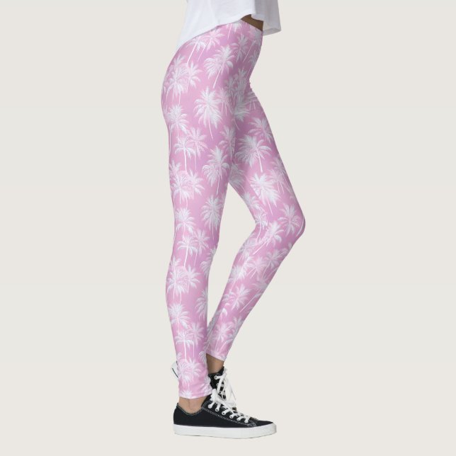 Hawaiian Handflatan Träd Silhouette Mönster Plum I Leggings (Höger)