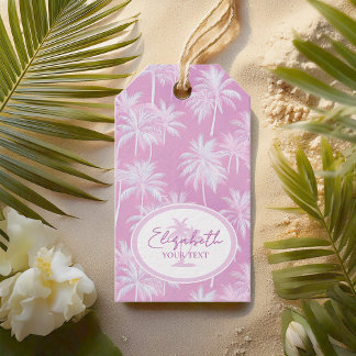 Hawaiian Handflatan Träd Silhouette Mönster Plum I Presentetikett