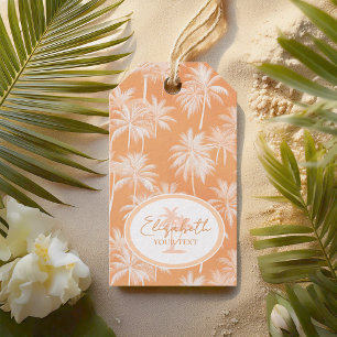 Hawaiian Handflatan Träd Silhouette Mönster Tacao Presentetikett