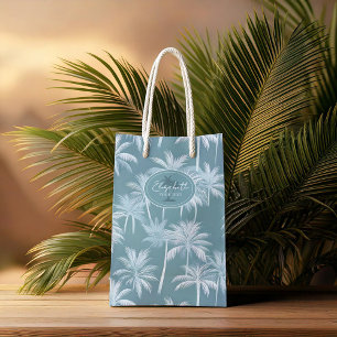 Hawaiian Handflatan Träd Silhouette Mönster Teal I