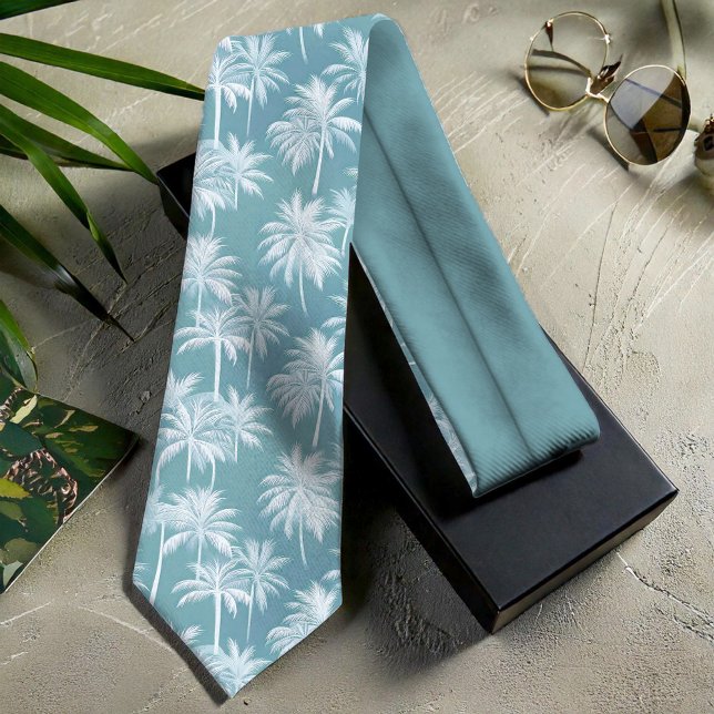 Hawaiian Handflatan Träd Silhouette Mönster Teal I Slips (Skapare uppladdad)