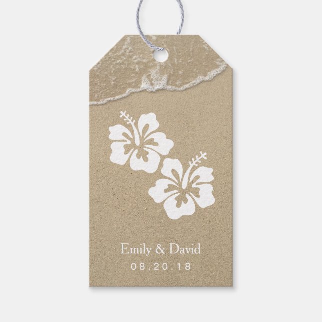 Hawaiian Hibiscus Beach Wedding Presentetikett (Framsidan)