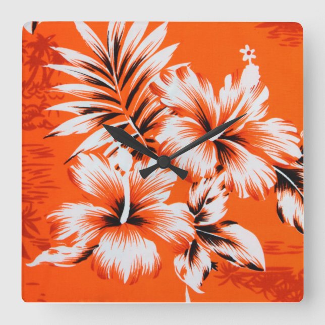 Hawaiian Hibiscus Flower Background Fyrkantig Klocka (Framsida)