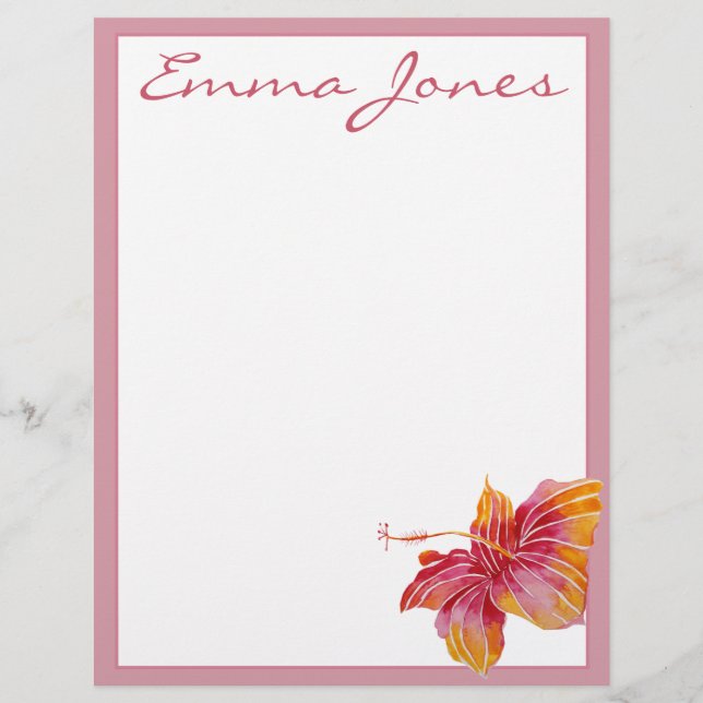Hawaiian Hibiscus Flower Personlig Letterhead (Framsida)