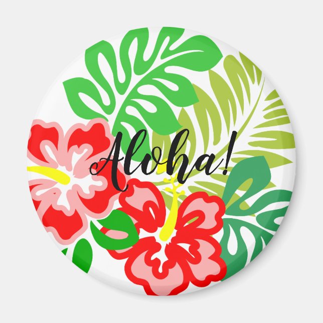 Hawaiian Hibiscus Flower Print Magnet (Framsidan)