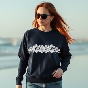 Hawaiian Hibiscus Flowers Navy Blue T Shirt