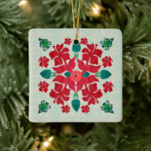 Hawaiian Hibiscus jul Quilt Mönster Ornament