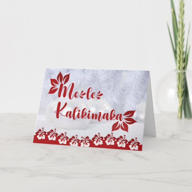 Hawaiian Hibiscus Mele Kalikimaka Helgdag Card Helgkort (Framsida)