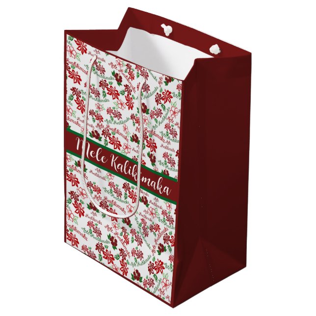 Hawaiian Hibiscus Mele Kalikimaka Medium Gift Bag (Framsidan Vinklad)