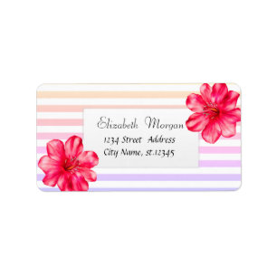 Hawaiian Hibiscus Ombre Rand Adressetikett