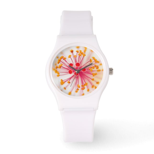 Hawaiian Hibiscus Sporty White Silicon Watch Armbandsur (Framsida)