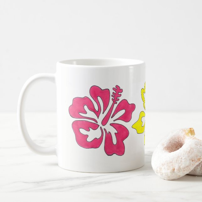 Hawaiian Hibiscus Tropical Flower Blommigt Island Kaffemugg (Med munk)