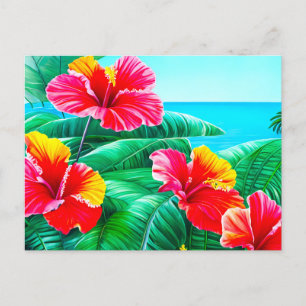 Hawaiian Hibiscus tropiska blommor Vykort