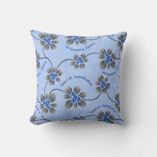 Hawaiian Holly Hanukkah Blue Blommigt Kudde