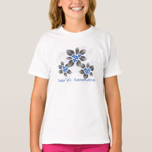 Hawaiian Holly Hanukkah Blue Blommigt Tee Shirt