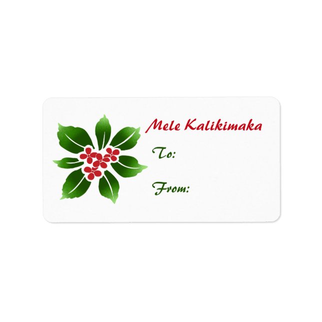 Hawaiian Holly Mele Kalikimaka jul Red Adressetikett (Framsidan)