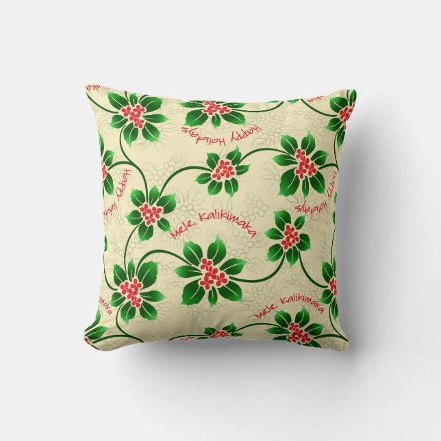 Hawaiian Holly Mele Kalikimaka jul Red Kudde (Framsida)