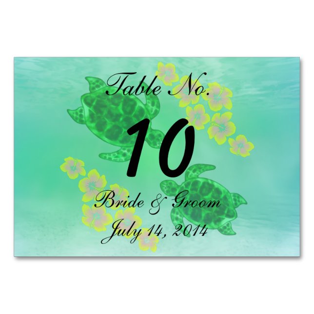 Hawaiian Honu Bröllop Bordsnummer (Framsidan)