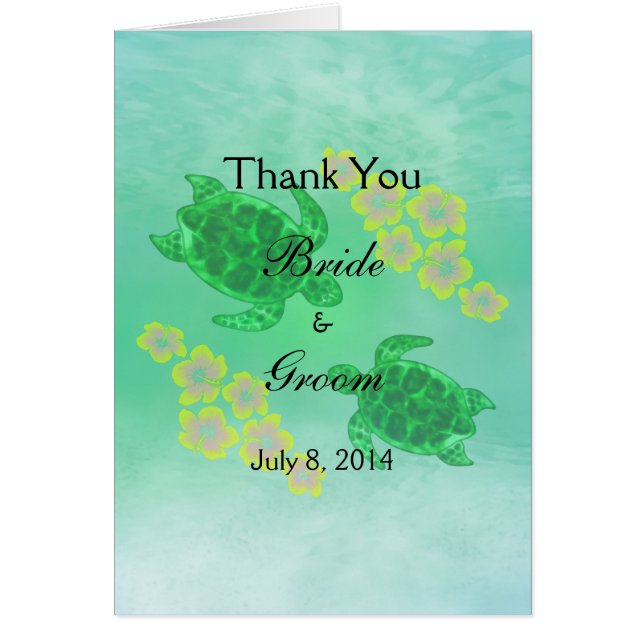 Hawaiian Honu Bröllop Tack OBS Kort (Framsidan)