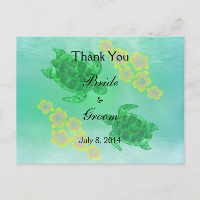 Hawaiian Honu Bröllop Tack Vykort (Framsida)