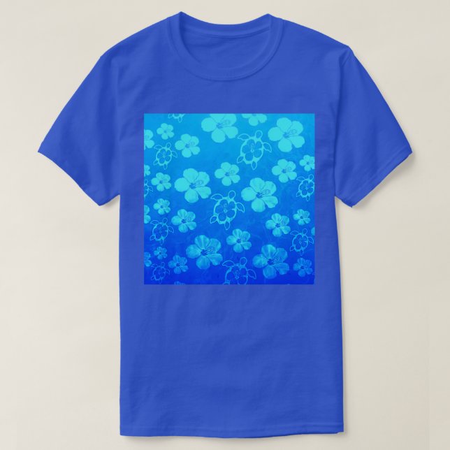 Hawaiian Honu och Hibiscus Triblend T Shirt (Design framsida)
