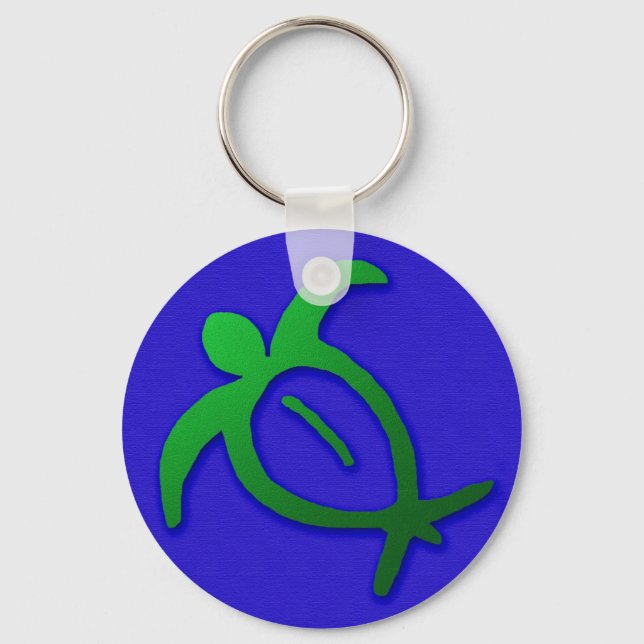 Hawaiian Honu Petroglyph Keychain Nyckelring (Framsida)