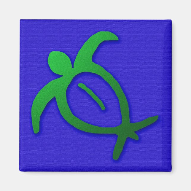 Hawaiian Honu Petroglyph på Blue Magnet (Framsidan)