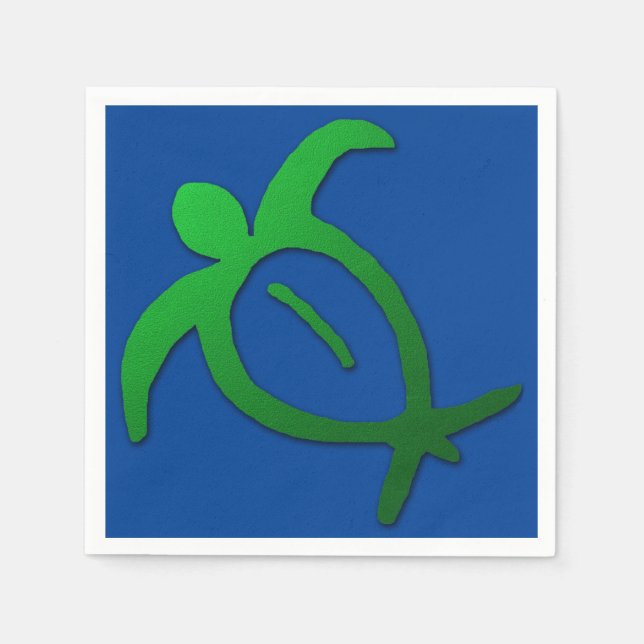 Hawaiian Honu Petroglyph på Blue Pappersservett (Framsidan)