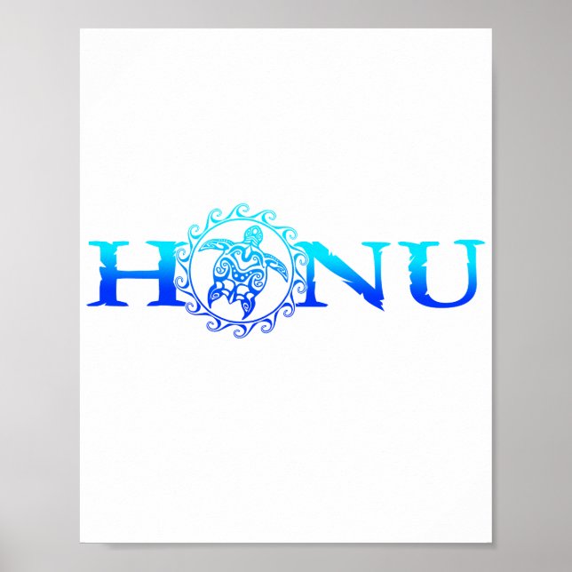 Hawaiian Honu Sea Turtle Ocean Blue Poster (Framsidan)