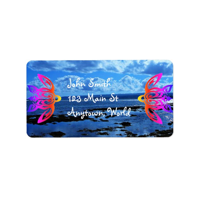 Hawaiian Honu Turtle Label Adressetikett (Framsidan)