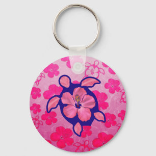 Hawaiian Honu Turtle och Hibiscus Nyckelring