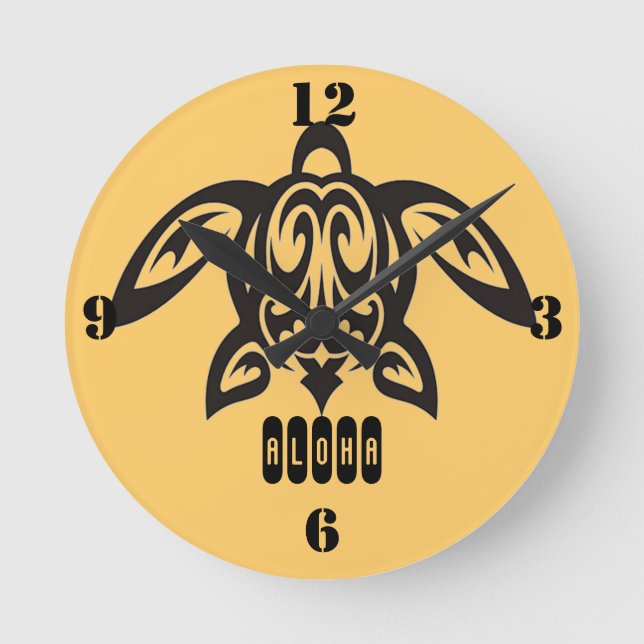 Hawaiian Honu Wall Clock Rund Klocka (Framsida)