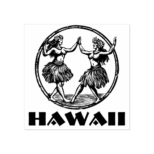 Hawaiian Hula Dancer Girls Rubber Frimärke Stämpel (Tryck)