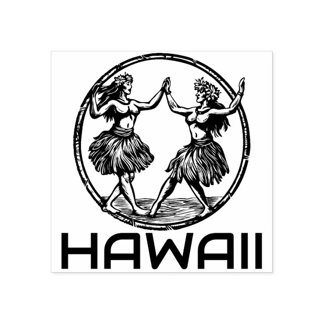 Hawaiian Hula Dancer Girls Rubber Frimärke Stämpel (Tryck)