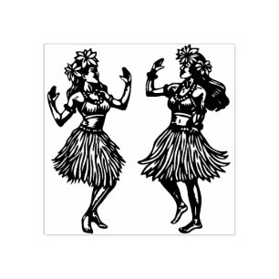 Hawaiian Hula Dancer Girls Rubber Frimärke Stämpel