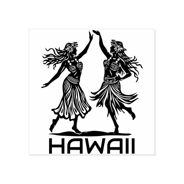 Hawaiian Hula Dancer Girls Rubber Frimärke Stämpel (Tryck)