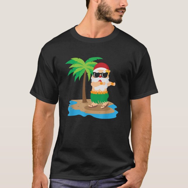 Hawaiian Hula Dancing Jultomten Julsommar T Shirt (Framsida)