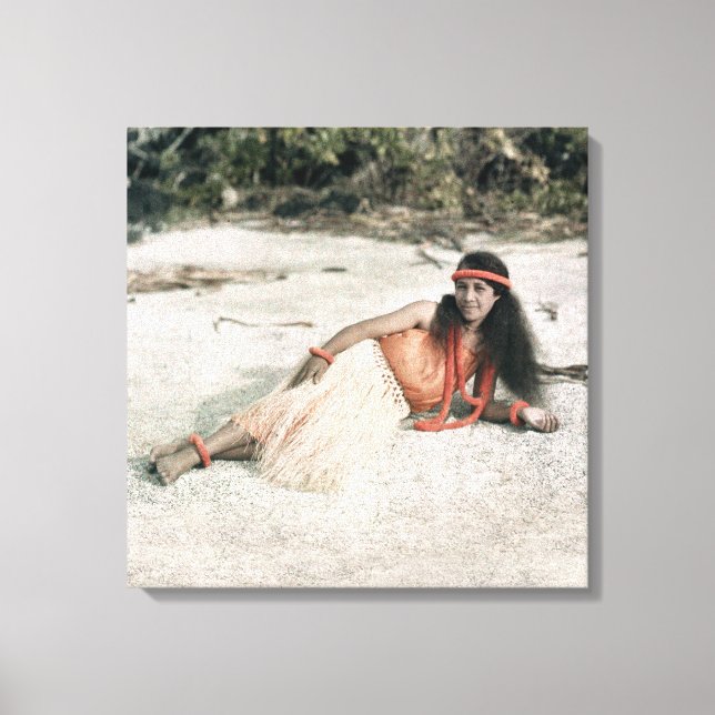 Hawaiian Hula Girl Circa 1909 Canvastryck (Framsida)