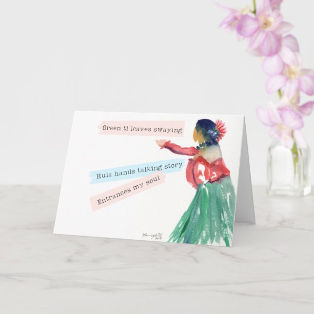 Hawaiian Hula Girl Haiku Poetry Card Kort (Orkide)