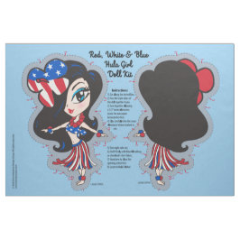 Hawaiian Hula Girl Patriotic Doll Kits och Novelty Tyg