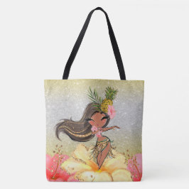 Hawaiian Hula Girl Tote See Back Tygkasse