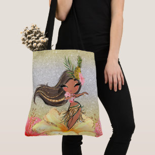 Hawaiian Hula Girl Tote See Back Tygkasse