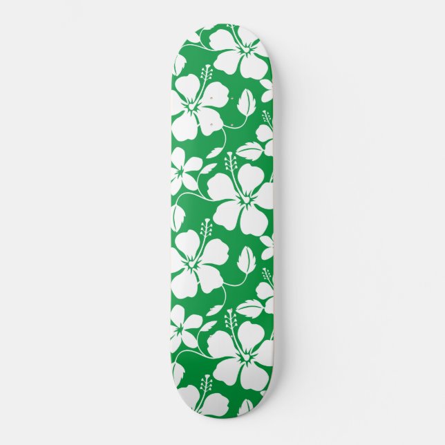 HAWAIIAN HULA-GRÖNT (HIBISCUS) MINI SKATEBOARD BRÄDA 18,5 CM (Framsida)