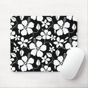 HAWAIIAN HULA (HIBISCUS) BLACK MOUSE PAD MUSMATTA