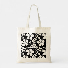 HAWAIIAN HULA (HIBISCUS) BLACK TOTE BAG TYGKASSE