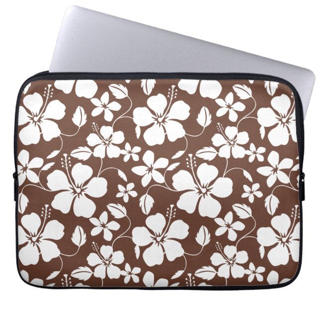 HAWAIIAN HULA (HIBISCUS) BROWN LAPTOP FODRAL (Framsidan)